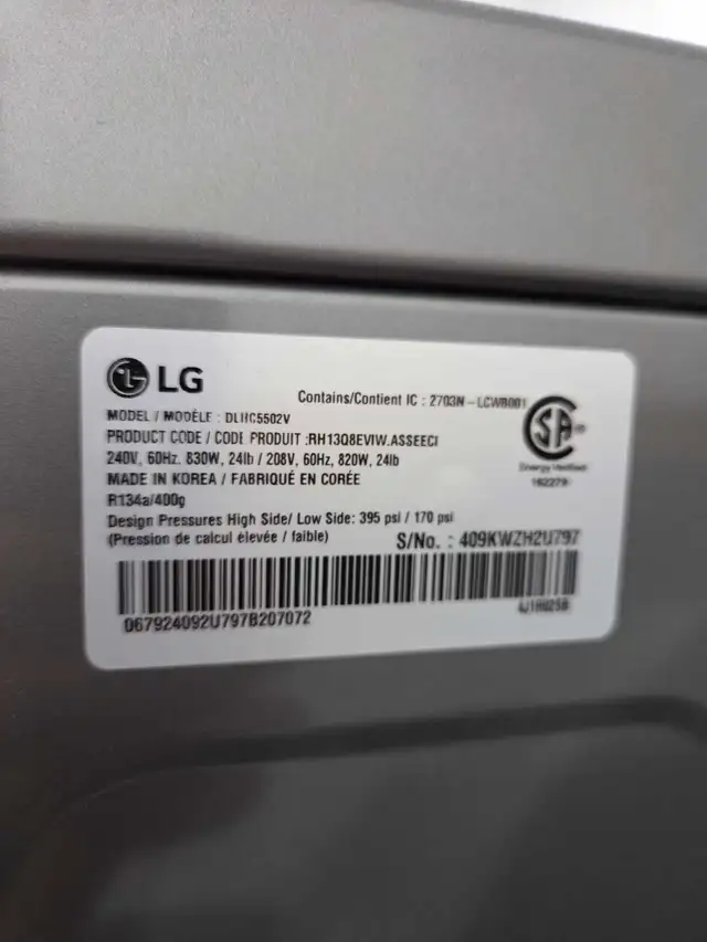 LG heat pump dryer, Ventless Dryer in Washers & Dryers in Oakville / Halton Region - Image 4