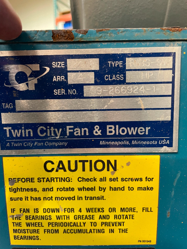 Fan (turbo pressure blower ) Twin City fan 15 hp 600volt dans Autres équipements commerciaux et industriels  à Saint-Hyacinthe - Image 4