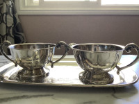 Vintage Marlboro Silver Plate Cream Sugar Tray Set