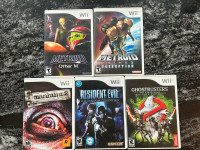 Wii games Metroid, Manhunt, Resident Evil, Ghostbusters