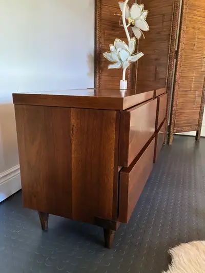 Pair Mid Century Modern Nightstands Walnut by Bassett , View more