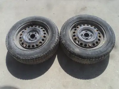 2 Nokian all weather tires with steel rims are for sale. Tires are 185/65/15. Rims are 4 holes, 4 in...