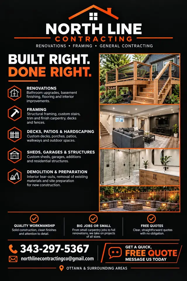 Northline Contracting – Framing, Decks, Fences & Bathroom Renos