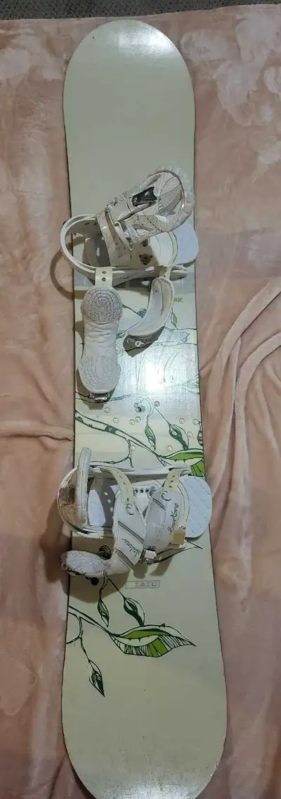 Ladies snowboard and bindings. 60" board $65 obo.