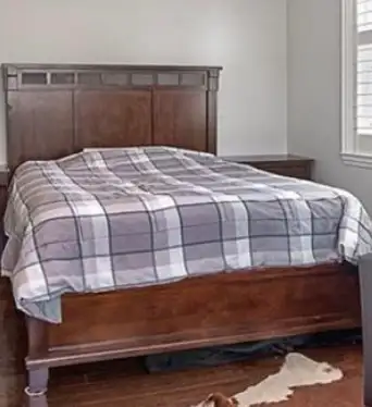 Solid Wood Queen Bed with Stone Accents, View more