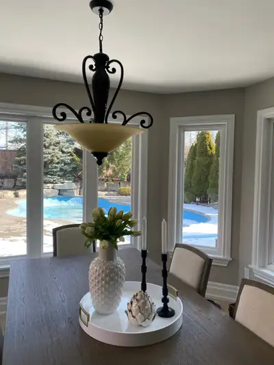  chandelier with 4 matching pendant lights, View more