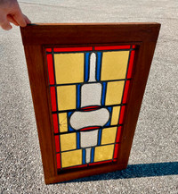 Antique Stained Glass Window (Wood Framed; c. 1920)