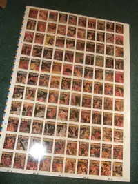 Uncut sheet of classic horror pulp trading cards Weird Tales etc