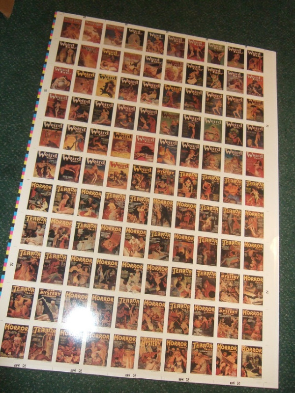 Uncut sheet of classic horror pulp trading cards Weird Tales etc in Arts & Collectibles in Oakville / Halton Region