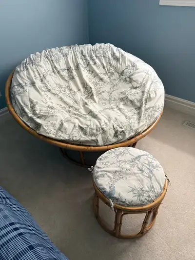 Ratan Papasan Chairs (2) with Foot Rests, View more