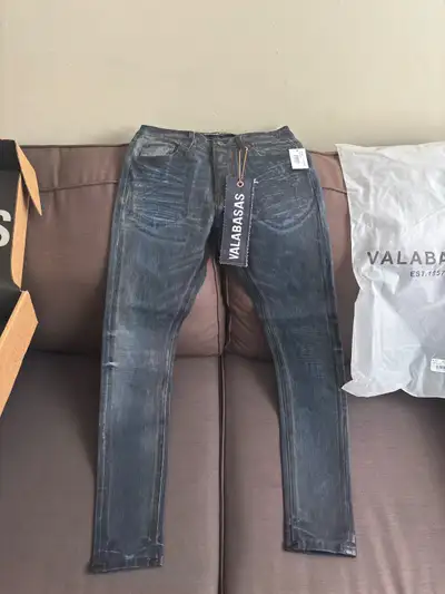 Valabasas Mr Flex Dirty Indigo Waxed Jeans Size 32 NWT, View more