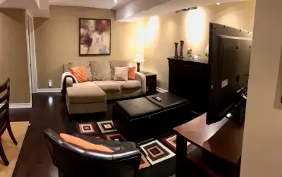 Beautiful, quiet, modern One-Bedroom basement apartment with separate entrance and wood flooring. Op...