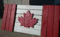 Rustic, Handmade, Wooden Canada Flags and Signs