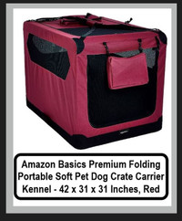(NEW) Amazon Folding Portable Soft Pet Dog Crate 42”x31”x31” Red