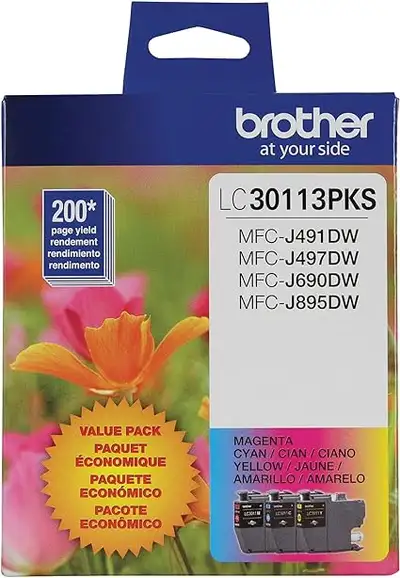 Brother Genuine LC30113PKS Standard Yield Cyan/Magenta/Yellow, View more