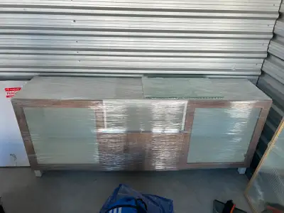 PRICED LOW FOR QUICK SALE Original owner - Paid $300 IKEA TV credenza with 2 glass doors for plates,...