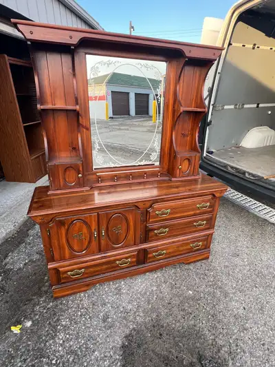 Free delivery used Vintage Wooden Dresser with Mirror, View more