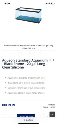 ISO 20 gallon long aquarium 
