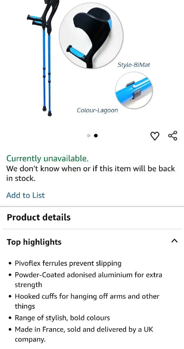 ✅️2X HMS Vilgo Crutches Non-slip forearm (Mint Condition) in Health & Special Needs in City of Toronto - Image 6