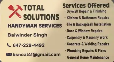 Handyman in Brampton & GTA- Call/ Text 647-229-4492, View more