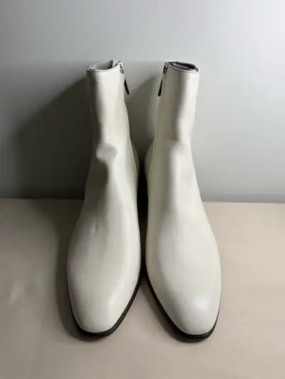 Alessandro VASINI Juan 60mm White Ivory Leather Chelsea Boots , View more