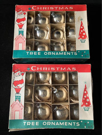 2 Boxes of 12 Fantasia Brand Glass Christmas Balls, Made Poland