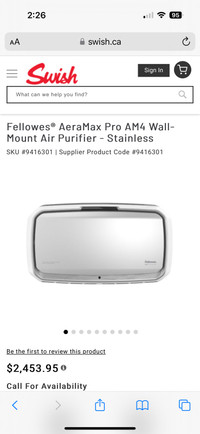 2 Fellowes AeraMax Pro AM4 Wall Mount Air Purifiers 