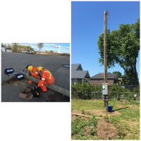 HYDRO POWER UTILI POLES, TEMPORARY  SERVICE, PARKING LOT LIGHTS