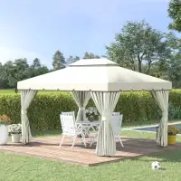 13' x 10' Outdoor Patio Gazebo Canopy with 2-Tier Polyester Roof