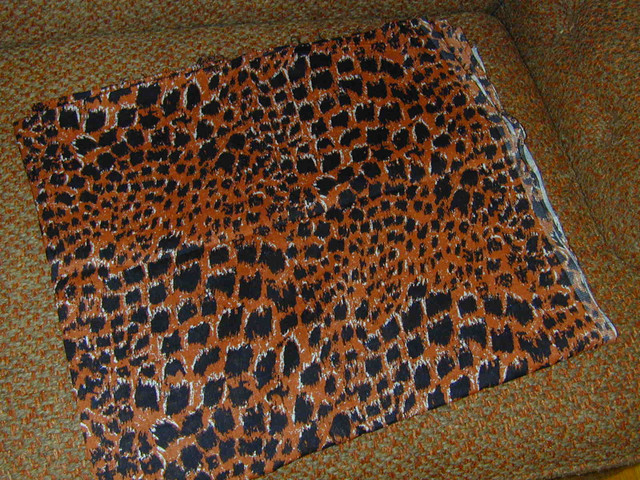 Vintage fabric. 1980-90s. Black spots on dark beige, white dots. in Hobbies & Crafts in Markham / York Region