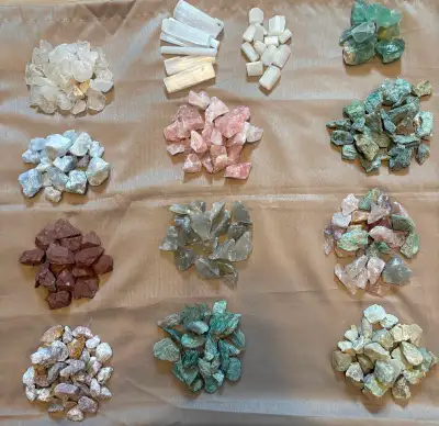 NEW!! RAW CRYSTAL & MINERAL BULK LOT — APPROX. 75 LBS+ PRICE: $250 FOR ALL • Aquamarine — 26 lbs • C...