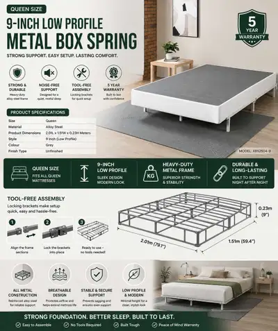 Queen Size 9-Inch Metal Box Spring ️, View more