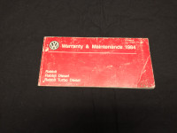 1984 VW Warranty & Maintenance Book - Partially Used