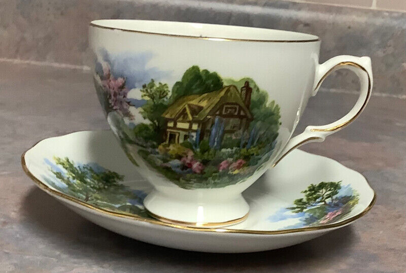 Royal Isle Fine Bone Chinacup and saucer country cottage Arts