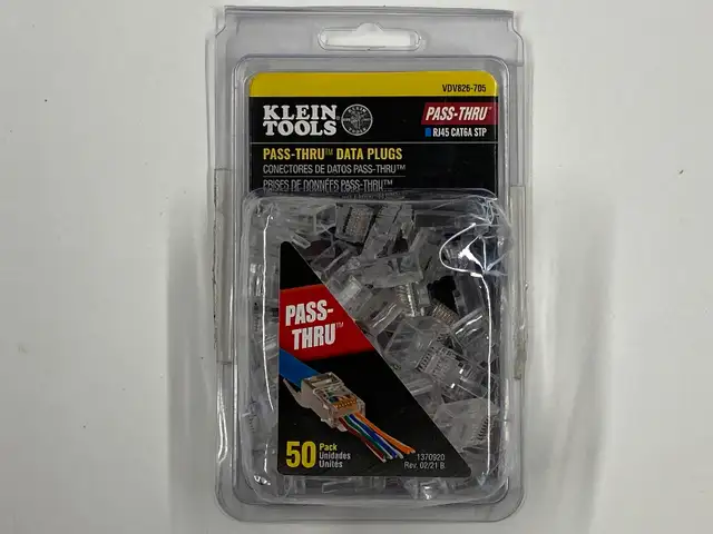 Klein Tools VDV826-705 Pass-Thru Modular Data Plugs RJ45-CAT6A410344497863741440