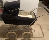 Vintage Doll Carriage/Buggy/Pram :Wood & Corduroy-