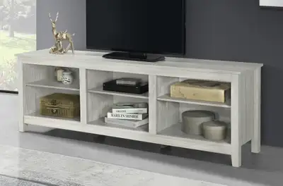 White Wood Storage TV Stand - Designed For Large TVs, View more