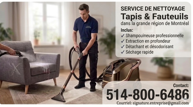 Service de nettoyage de tapis & fauteuils-Montréal&rive nord/sud — photo 1