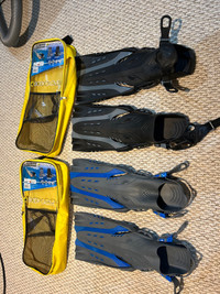 2 pairs Diving scuba Palme fins  body glove noir adjustable