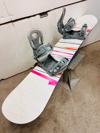 Like new K2 First Lite 146cm snowboard with LTD medium bindings , View more