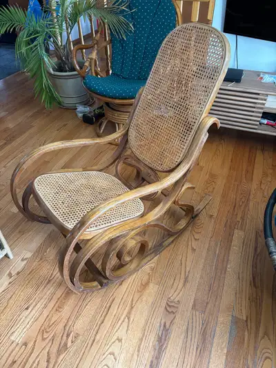 Midcentury wicker rocking chair, View more