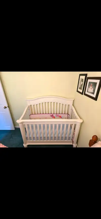Premium White Wooden Baby Crib with Organic Cotton Mattress, View more