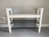 Bench with shoe storage, white, 85x32x65 cm 