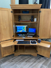 Solid wood computer cabinet 