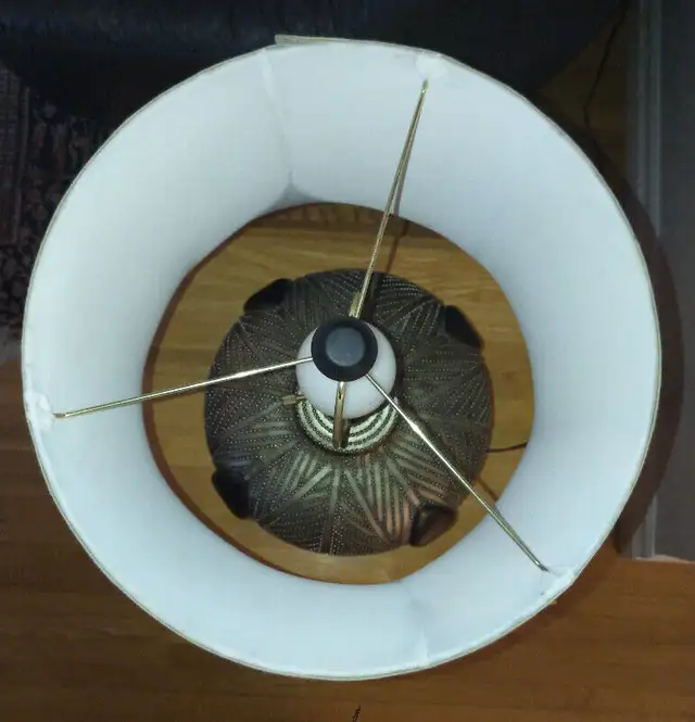 Table Lamp - Catalina, Texture Antique Silver/Black, Drum Shade in Indoor Lighting & Fans in Markham / York Region - Image 6