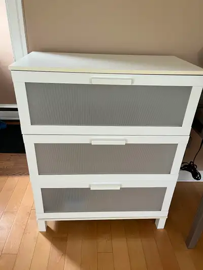 White three drawer dresser from IKEA, View more