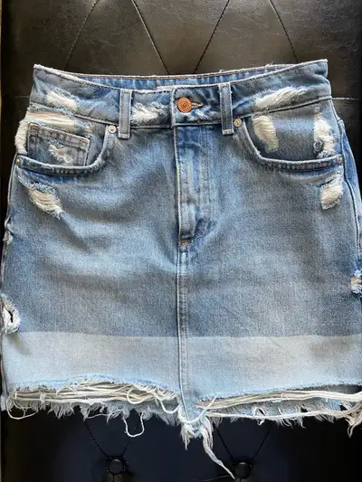 Mango jean mini skirt US XS, View more