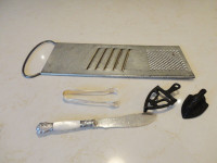 3 Vintage Kitchen Items, Sugar Tongs, Butter Knife