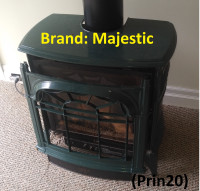Gas Stove - Majestic, Freestanding, Green Enameled Cast Iron