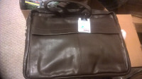 Mancini Colombian Top Grain Leather Double Comp. Briefcase, Brn.